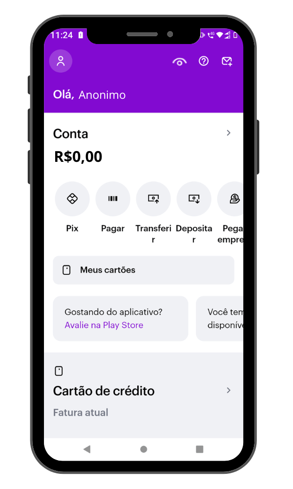 tela app de banco